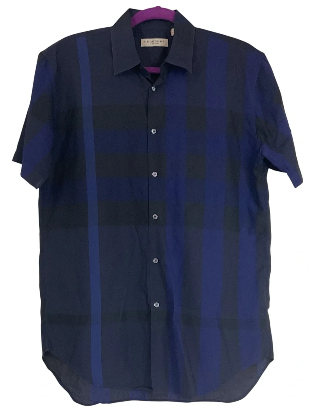 navy blue burberry dress shirt Burberry | Shirts | Burberry London Short Sleeve Button Front Shirt Navy  Blue Check Plaid Mens M